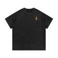"LLIND" Distressed Teddy Bear Mineral Wash Waffle Knit T-Shirt